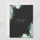 緑の幾何学的な金ゴールドフレーム結婚の数 招待状 (裏面)