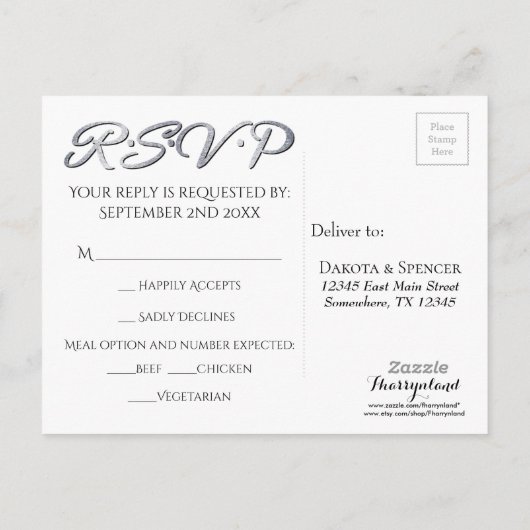 緑の幾何学的アールデコ | RSVPモダンエントリ インビテーションポストカード (裏面)