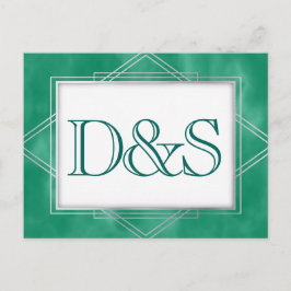 緑の幾何学的アールデコ | RSVPモダンエントリ インビテーションポストカード