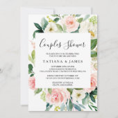 緑の幾何学的エレガントフローラカップルのシャワー 招待状 (正面)