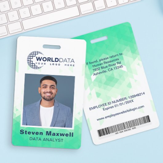 緑の幾何学的カスタムな従業員IDバッジ バッジ