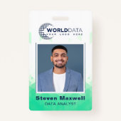 緑の幾何学的カスタムな従業員IDバッジ バッジ (正面)