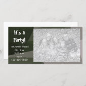 緑の幾何学的カモフラージュパーティー招待状フォトカード (正面/裏面)