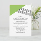 緑の幾何学的ストライプな情報カード 招待状 (スタンド正面)