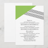 緑の幾何学的ストライプな情報カード 招待状 (正面/裏面)