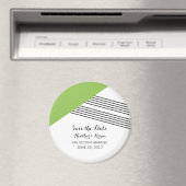 緑の幾何学的ストライプな日付磁石を保存 マグネット (インサイチュ (食洗機))