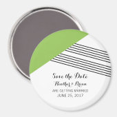 緑の幾何学的ストライプな日付磁石を保存 マグネット (正面/裏面)