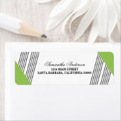 緑の幾何学的ストライプ住所 シール (インサイチュ)