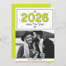 緑の幾何学的タイポグラフィ写真新年おめでとう