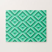 緑の幾何学的ダイヤモンドパターンのフラストレーション ジグソーパズル (横)