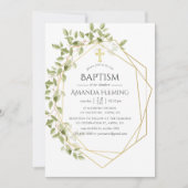 緑の幾何学的バプテスマまたは《キリスト教》洗礼式や命名式 招待状 (正面)