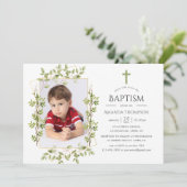 緑の幾何学的バプテスマまたは《キリスト教》洗礼式や命名式 招待状 (スタンド正面)