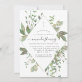 緑の幾何学的バプテスマまたは《キリスト教》洗礼式や命名式 招待状 (正面)