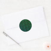 緑の幾何学的パターン/インディアンプリント ラウンドシール (封筒)