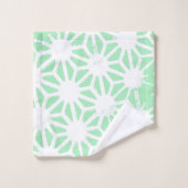 緑の幾何学的パターン バスタオルセット (ウォッシュタオル)