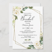 緑の幾何学的フローラ仮想ブライダルシャワー 招待状 (正面)