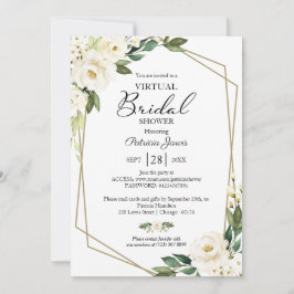 緑の幾何学的フローラ仮想ブライダルシャワー 招待状