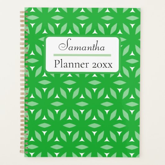 緑の幾何学的フローラ抽象芸術 プランナー手帳 (正面)