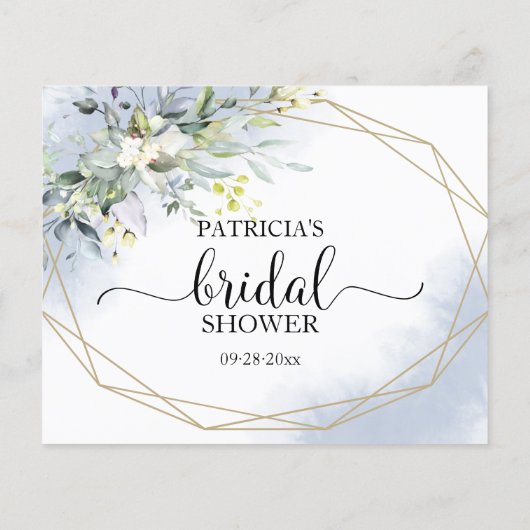 緑の幾何学的ブライダルシャワーアドバイスカード (裏面)