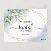 緑の幾何学的ブライダルシャワーアドバイスカード ポストカード (裏面)