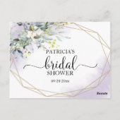 緑の幾何学的ブライダルシャワーアドバイスカード ポストカード (裏面)