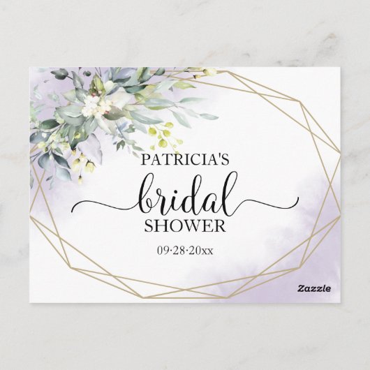 緑の幾何学的ブライダルシャワーアドバイスカード ポストカード (裏面)