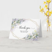 緑の幾何学的ブライダルシャワーサンキューカード カード (黄色い花)