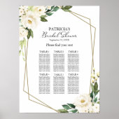 緑の幾何学的ブライダルシャワーシーティングチャート ポスター (正面)
