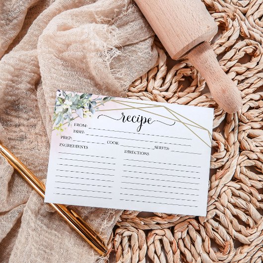 緑の幾何学的ブライダルシャワーレシピカード