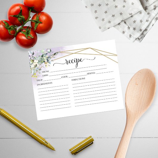 緑の幾何学的ブライダルシャワーレシピカード