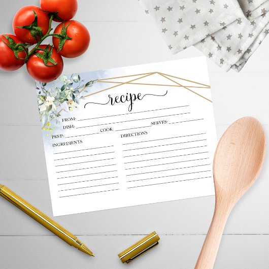 緑の幾何学的ブライダルシャワーレシピカード