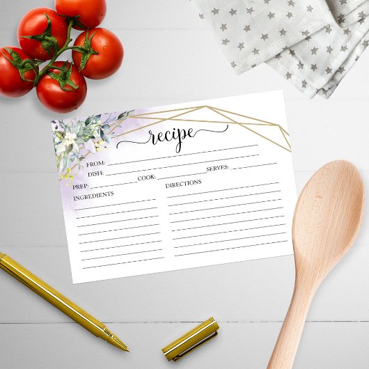 緑の幾何学的ブライダルシャワーレシピカード