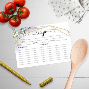 緑の幾何学的ブライダルシャワーレシピカード