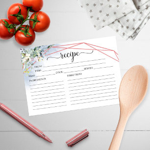 緑の幾何学的ブライダルシャワーレシピカード