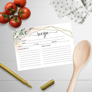 緑の幾何学的ブライダルシャワーレシピカード