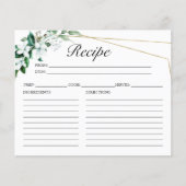 緑の幾何学的ブライダルシャワーレシピカード (正面)