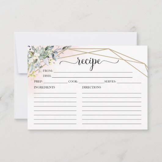 緑の幾何学的ブライダルシャワーレシピカード (正面)