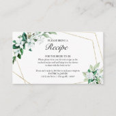 緑の幾何学的ブライダルシャワーレシピ要求 エンクロージャーカード (正面)
