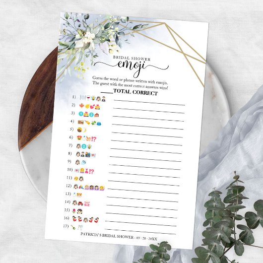 緑の幾何学的ブライダルシャワー絵文字 チラシ