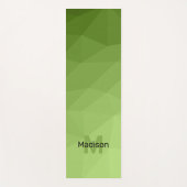 緑の幾何学的メッシュグラデーションパターンモノグラム ヨガマット (正面)