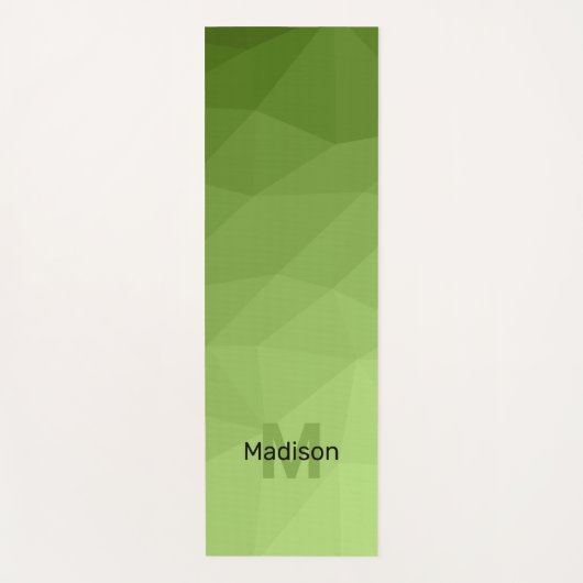 緑の幾何学的メッシュグラデーションパターンモノグラム ヨガマット (正面)