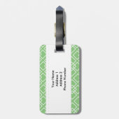 緑の幾何学的モノグラムパターン ラゲッジタグ (裏面縦)