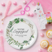 緑の幾何学的婚約した婚約 ペーパープレート (パーティー)