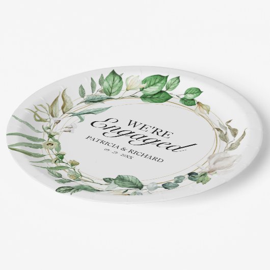 緑の幾何学的婚約した婚約 ペーパープレート (アングル)