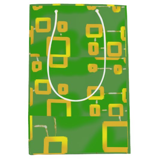 緑の幾何学的抱き枕 ミディアムペーパーバッグ (正面)