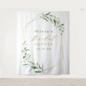 緑の幾何学的素朴ブライダルシャワー写真 タペストリー (正面)