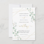 緑の幾何学的結婚枠 招待状 (正面)