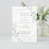緑の幾何学的結婚枠 招待状 (スタンド正面)
