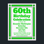 緑の幾何学的60番目の誕生日招待状はがき インビテーションポストカード<br><div class="desc">60誕生祝いに招待状を送信この緑の幾何学的60誕生日招待状はがき。個人カスタマイズ情報とパーティー情報</div>