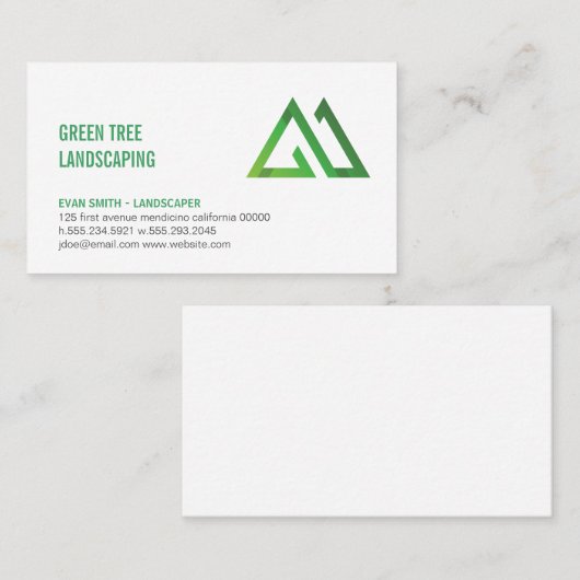 緑の幾何学的 | スタイル化された自然のロゴ 名刺 (正面/裏面)